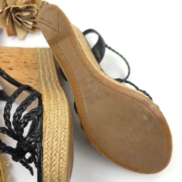 Prada Black Women's Wedge Sandals - Picture 4 of 13